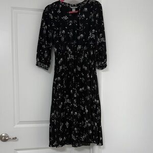 H&M Black Floral Long Sleeve Dress
